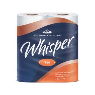 Picture of WHISPER 2 PLY 320 LUXURY TOILET ROLL X 36